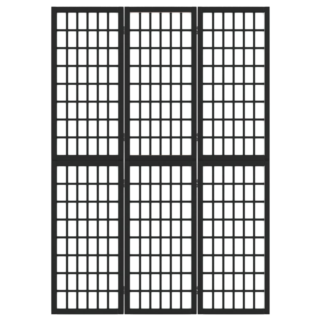 Kamerscherm Inklapbaar 3 Panelen Japanse Stijl 120 x 170 cm Zwart