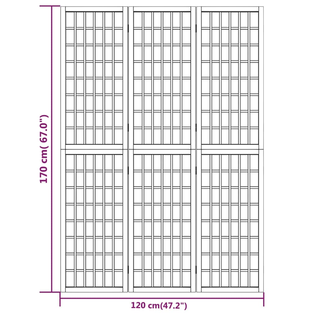 Kamerscherm Inklapbaar 3 Panelen Japanse Stijl 120 x 170 cm Zwart