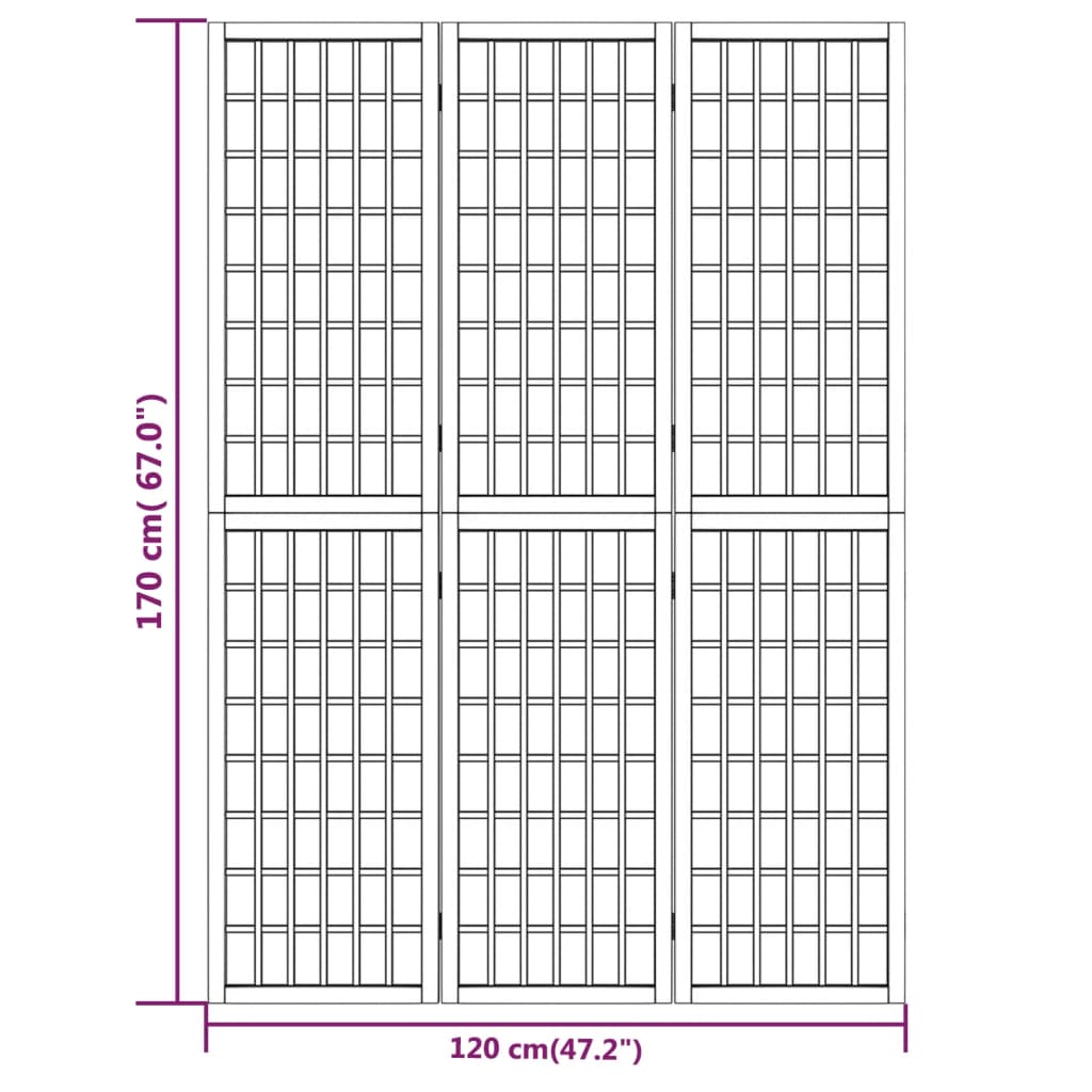 Kamerscherm Inklapbaar 3 Panelen Japanse Stijl 120 x 170 cm Naturel