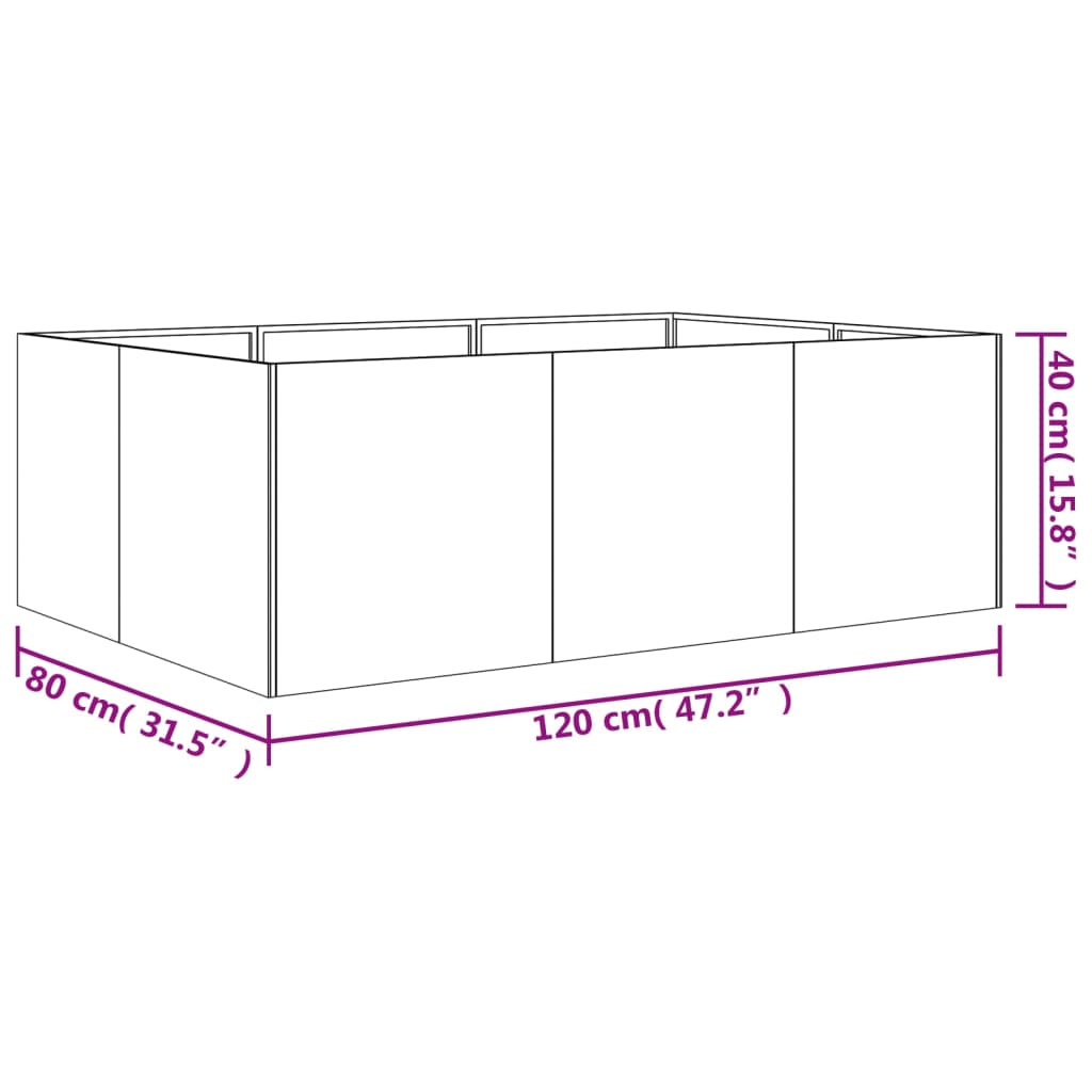 Plantenbak verhoogd 120x80x40 cm cortenstaal