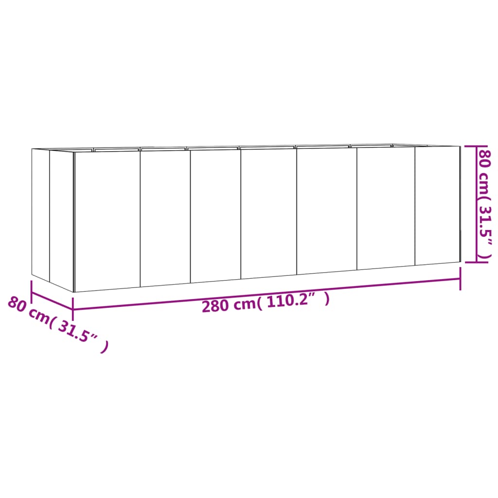 Plantenbak Verhoogd 280X80X80 Cm Cortenstaal