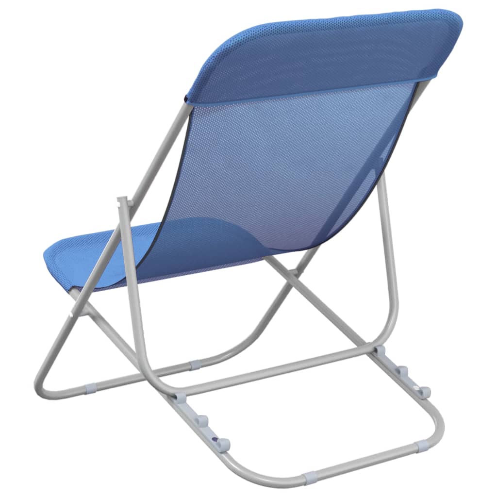 Strandstoelen 2 St Textileen En Gepoedercoat Staal Blauw 1