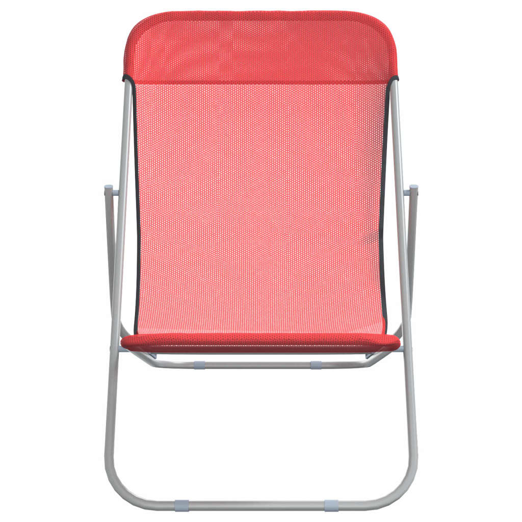 Strandstoelen 2 St Textileen En Gepoedercoat Staal Rood 1