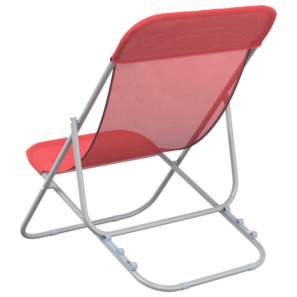 Strandstoelen 2 St Textileen En Gepoedercoat Staal Rood 1