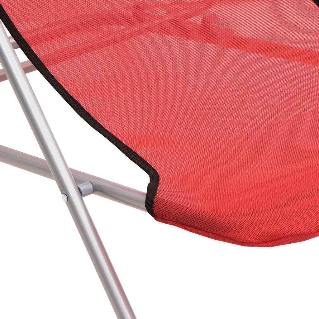 Strandstoelen 2 St Textileen En Gepoedercoat Staal Rood 1