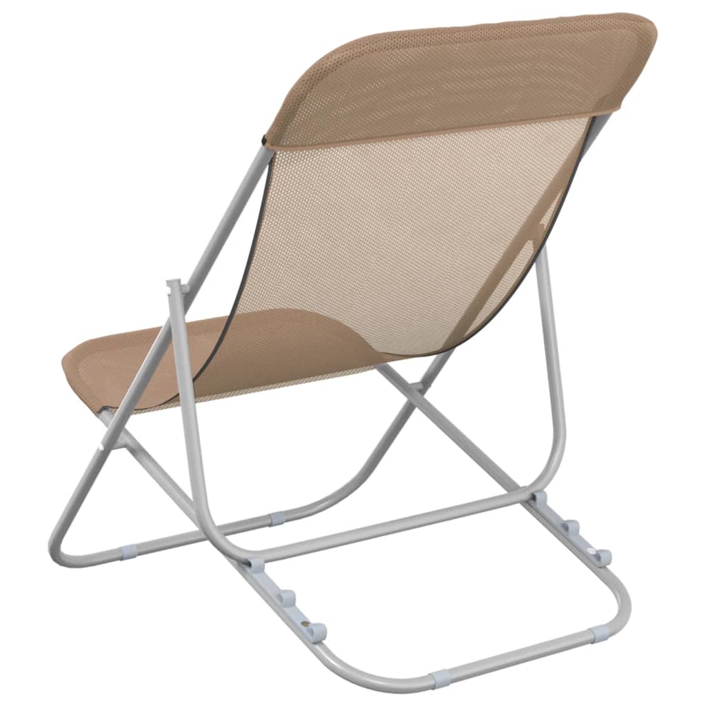 Strandstoelen 2 St Textileen En Gepoedercoat Staal Taupe