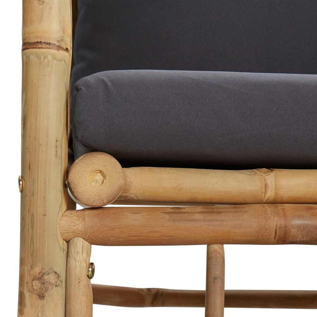 Tuinbank Met Kussens Bamboe Donkergrijs 1 Fauteuil