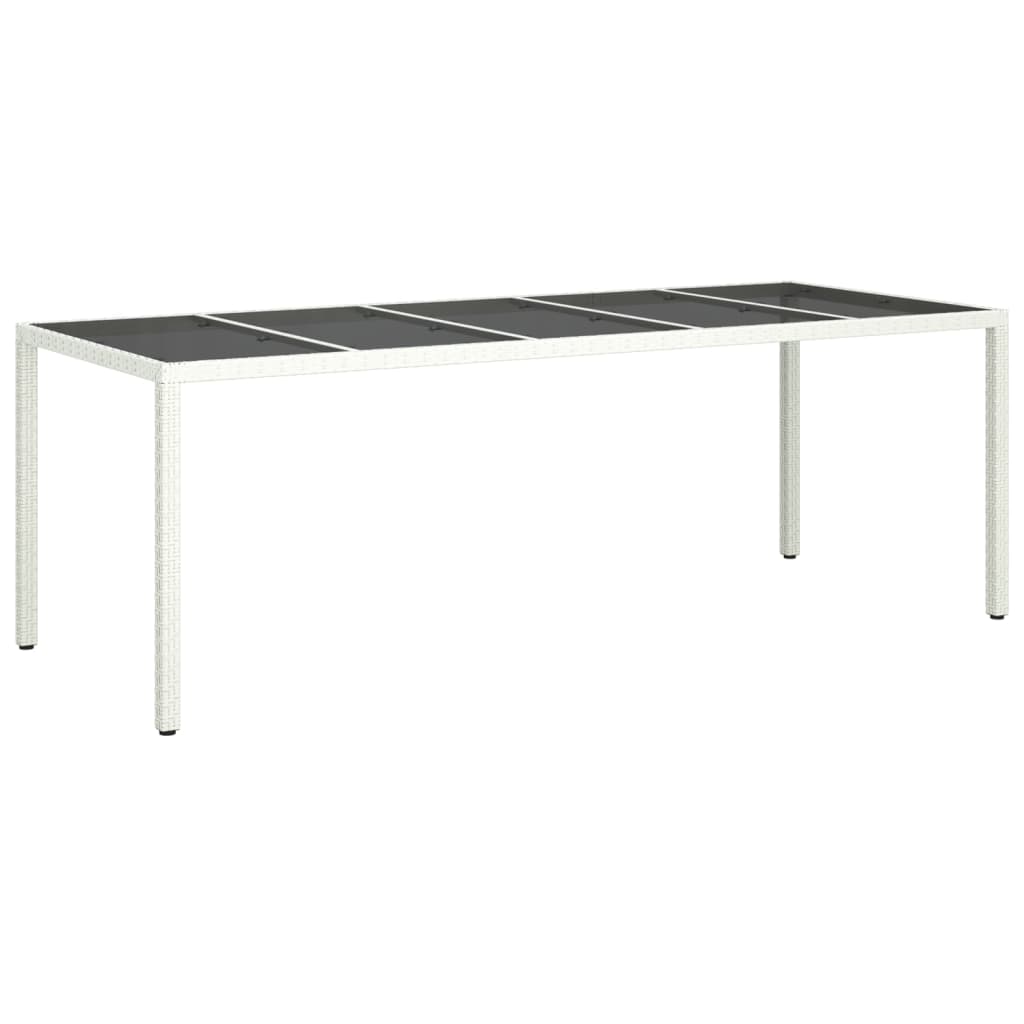 Tuintafel 250X100X75 Cm Poly Rattan En Gehard Glas Wit