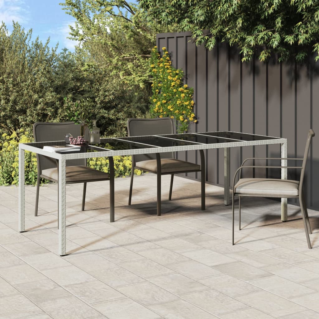 Tuintafel 250X100X75 Cm Poly Rattan En Gehard Glas Wit