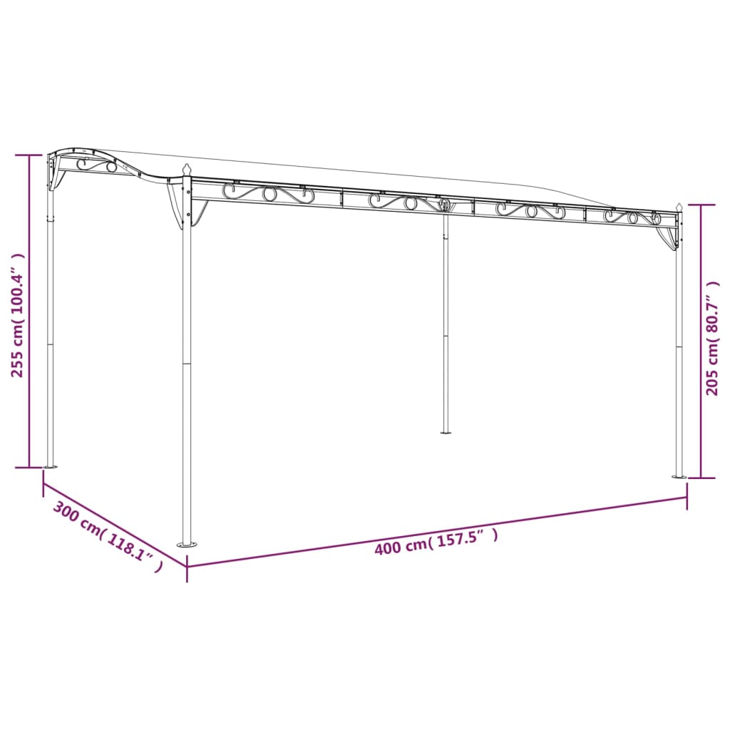 Luifel 4x3 m 180 g/m² stof en staal antracietkleurig