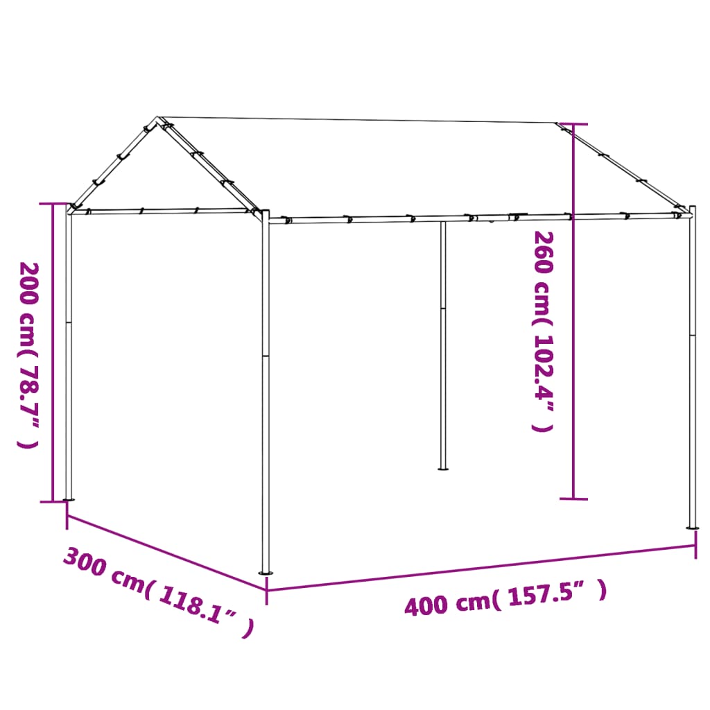 Tuinpaviljoen 4X3 M Staal En Stof Antracietkleurig