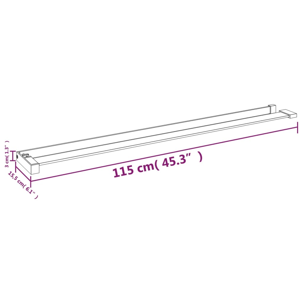 Doucheschap Voor Inloopdouchewand Aluminium 115 cm Zwart