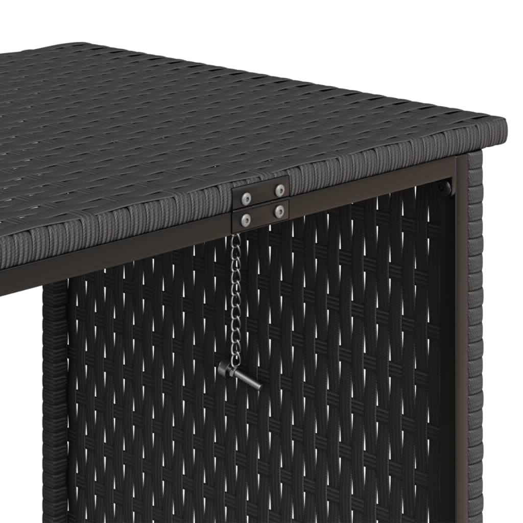 Tuinbank met tafel en kussens L-vormig poly rattan zwart