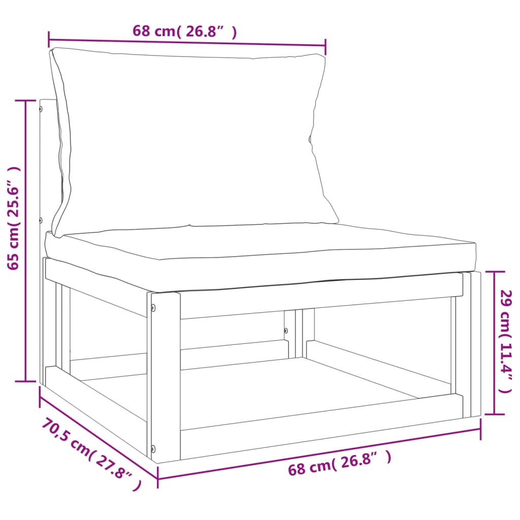 2-Delige Loungeset Met Kussens Massief Acaciahout 1 Lichtgrijs midden + hoekTafel