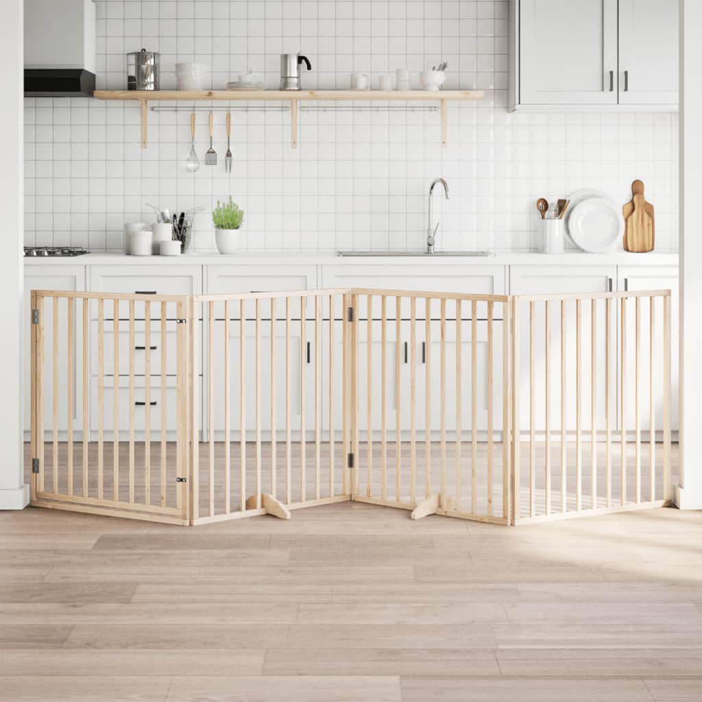 Hondenhek inklapbaar met deur 4 panelen 320 cm populierenhout