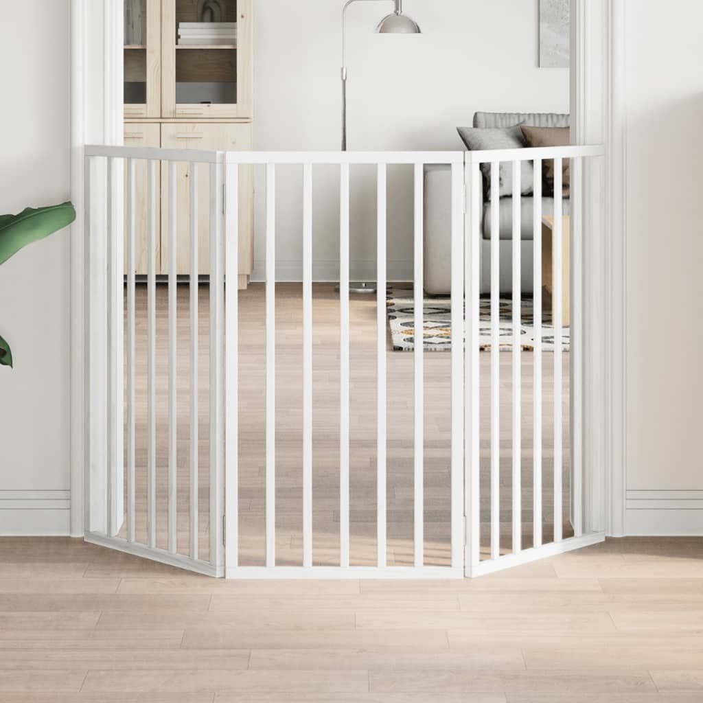 Hondenhek inklapbaar 3 panelen 150 cm populierenhout wit