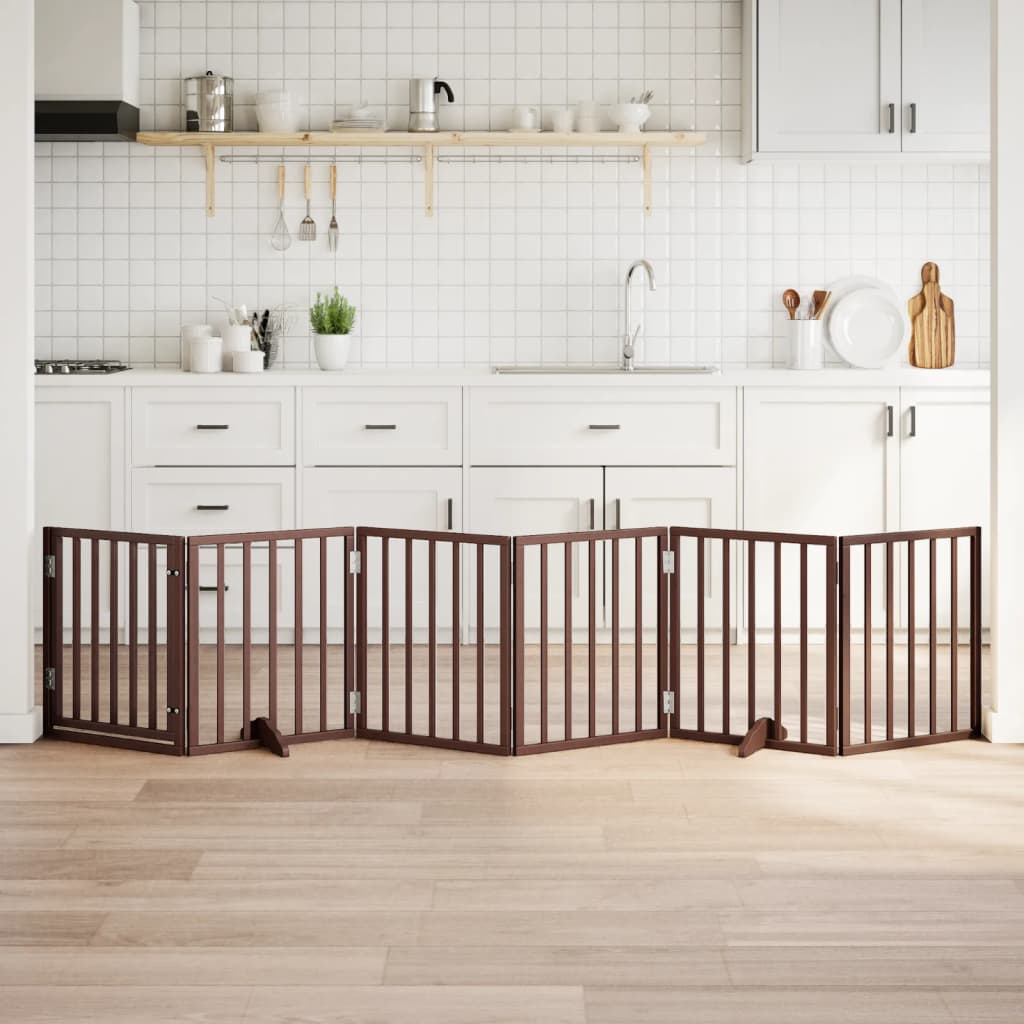 Hondenhek inklapbaar 6 panelen 300 cm populierenhout bruin