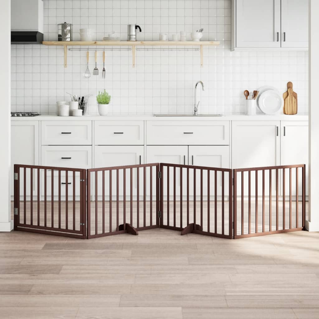 Hondenhek inklapbaar 4 panelen 320 cm populierenhout bruin