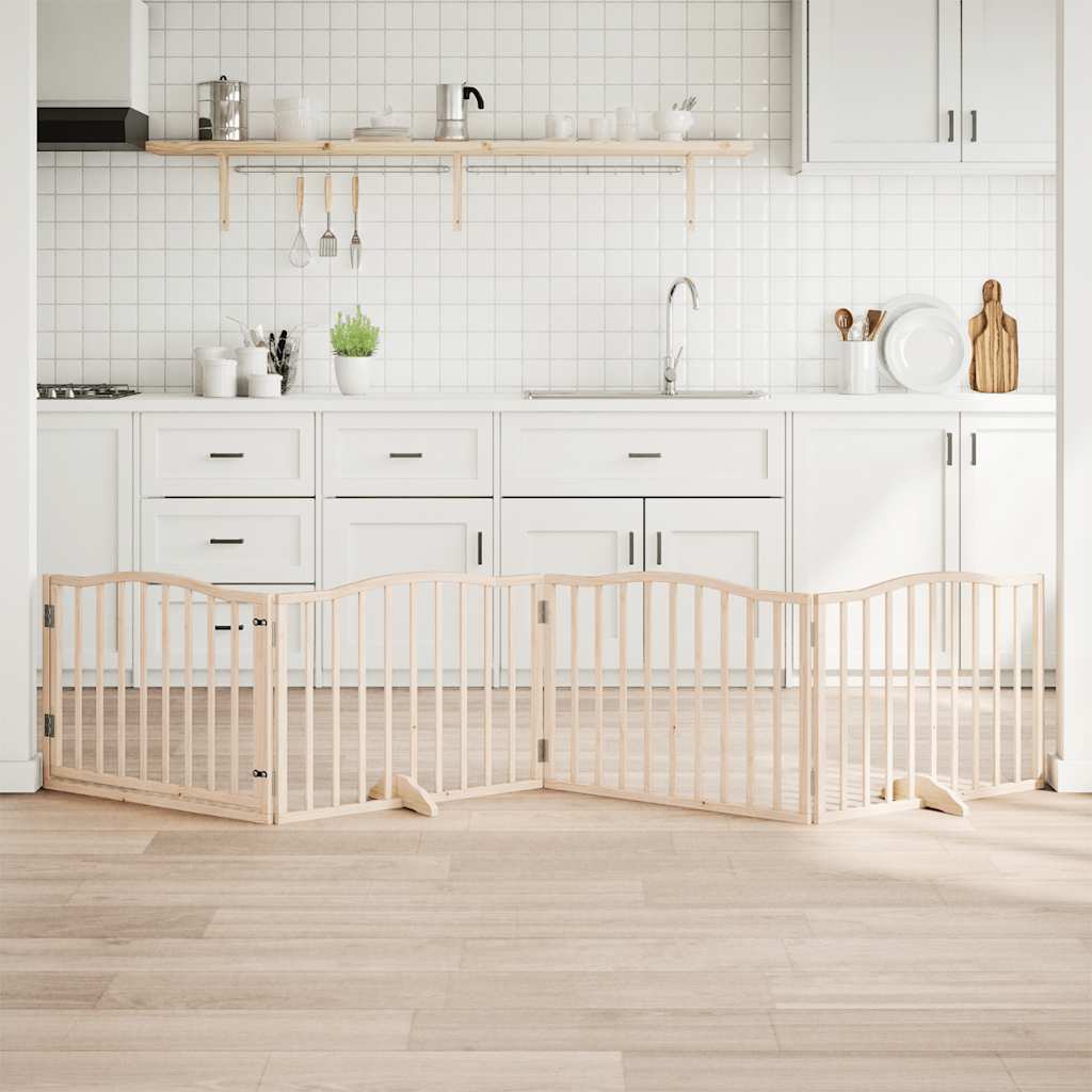 Hondenhek inklapbaar met deur 4 panelen 320 cm populierenhout