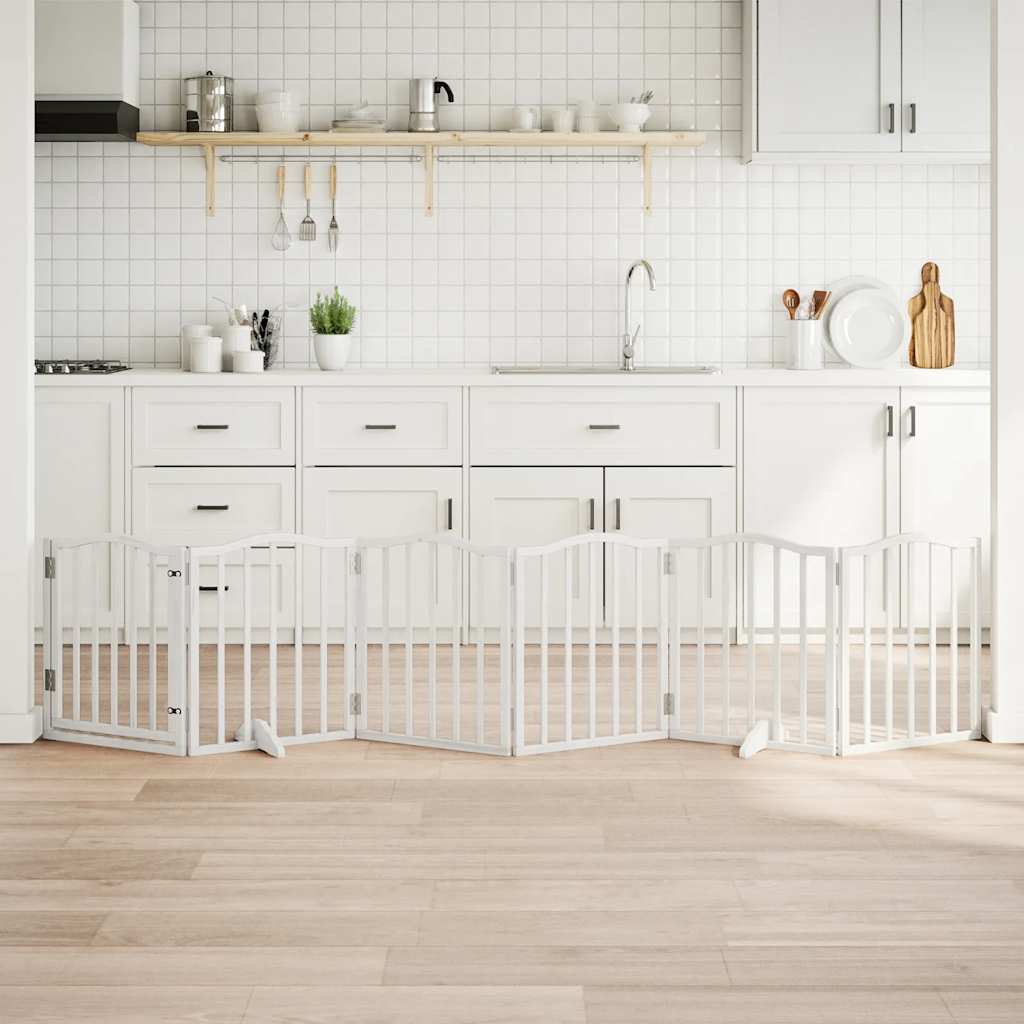 Hondenhek inklapbaar met deur 6 panelen 300 cm populierhout wit