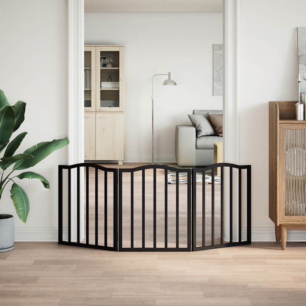Hondenhek inklapbaar 3 panelen 150 cm populierenhout zwart
