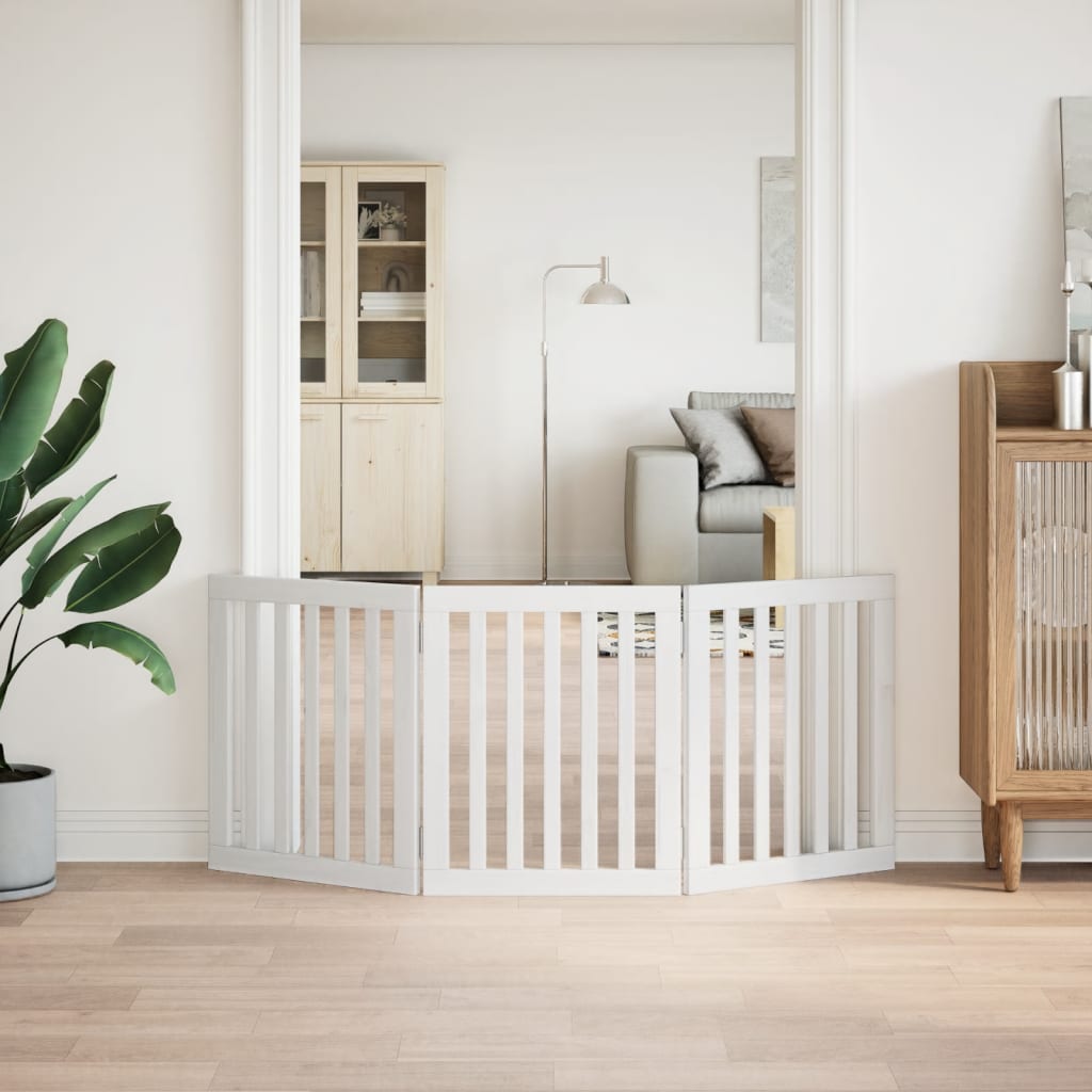 Hondenhek inklapbaar 3 panelen 150 cm populierenhout wit