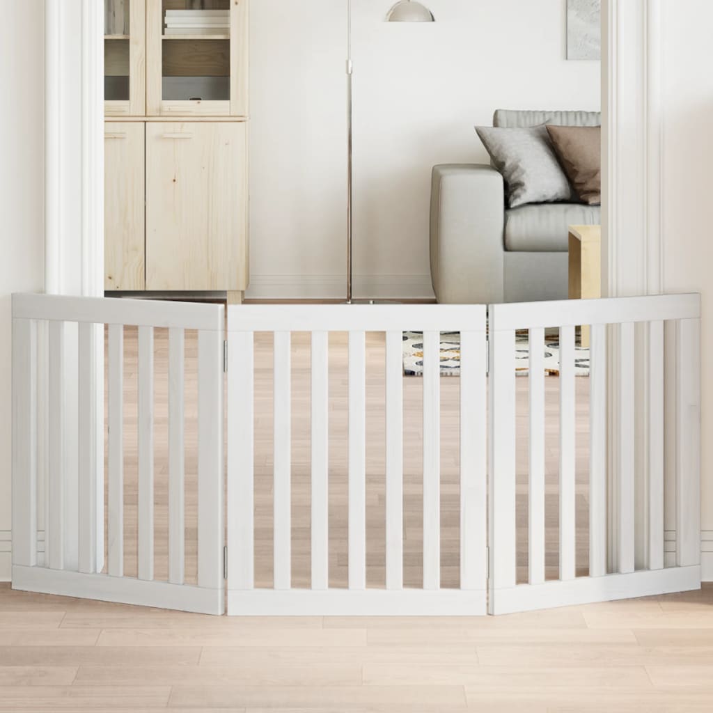 Hondenhek inklapbaar 3 panelen 150 cm populierenhout wit