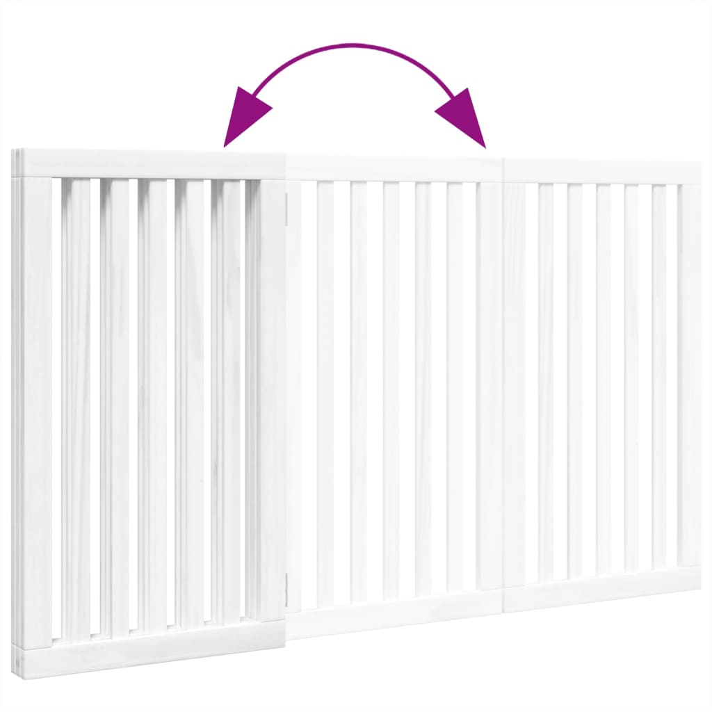 Hondenhek inklapbaar 3 panelen 150 cm populierenhout wit