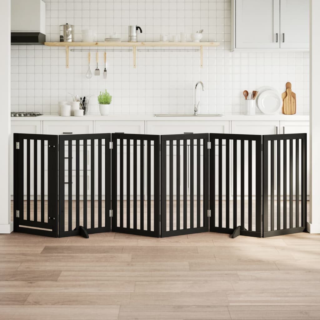 Hondenhek inklapbaar 6 panelen 300 cm populierenhout zwart