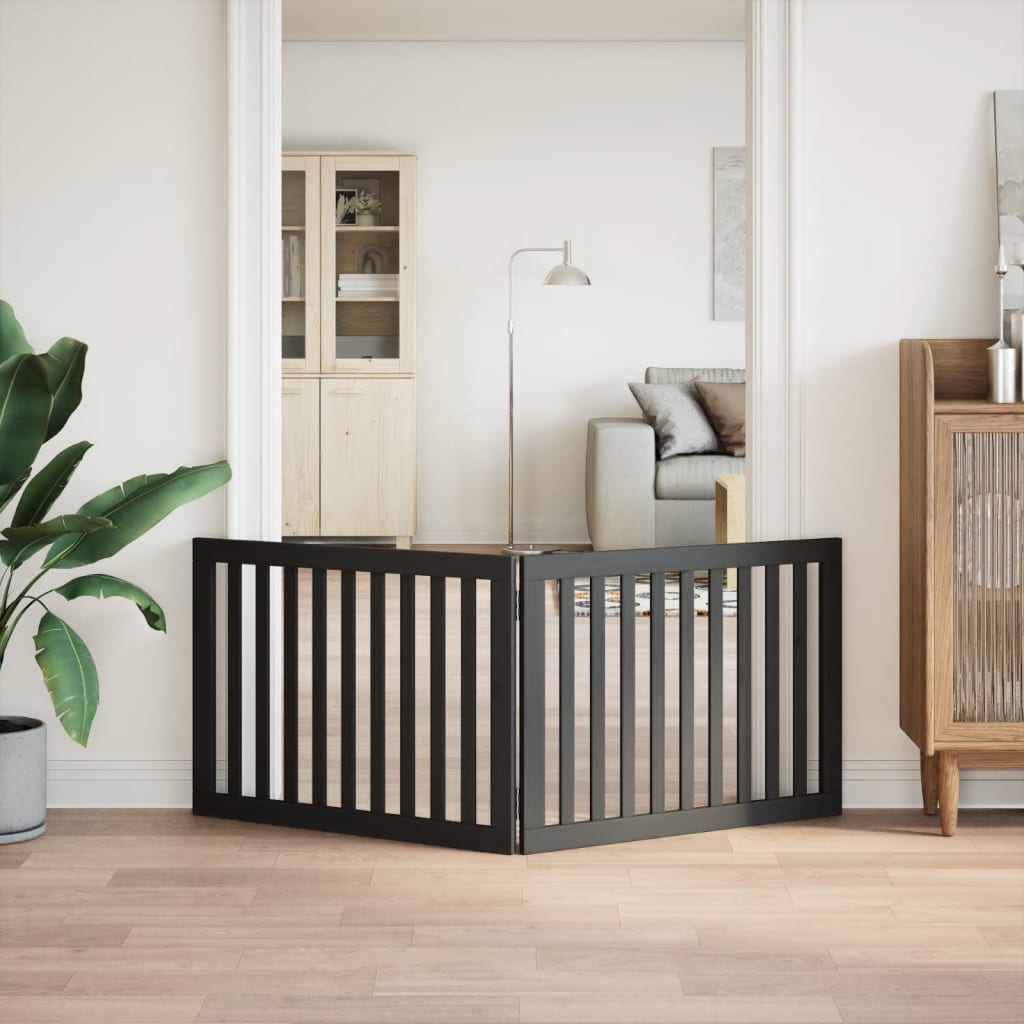 Hondenhek inklapbaar 2 panelen 160 cm populierenhout zwart