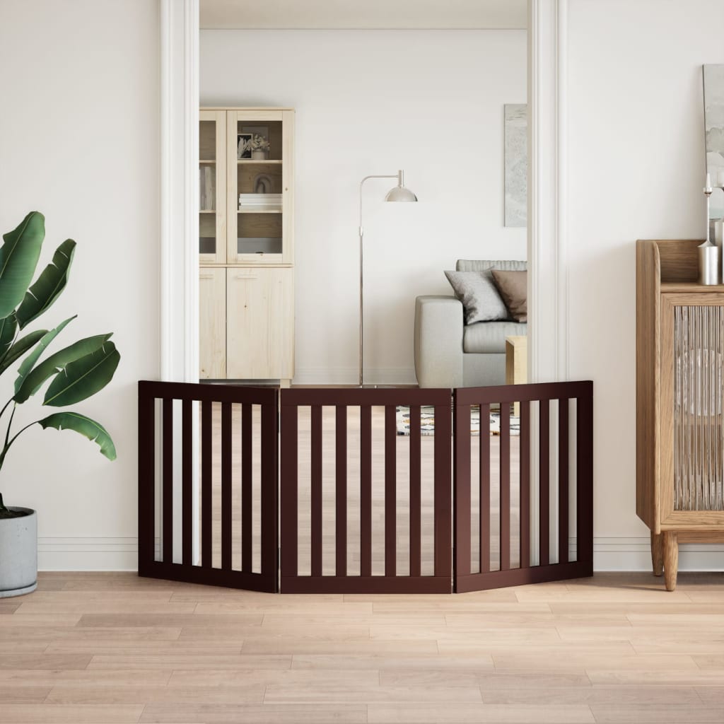 Hondenhek inklapbaar 3 panelen 150 cm populierenhout bruin