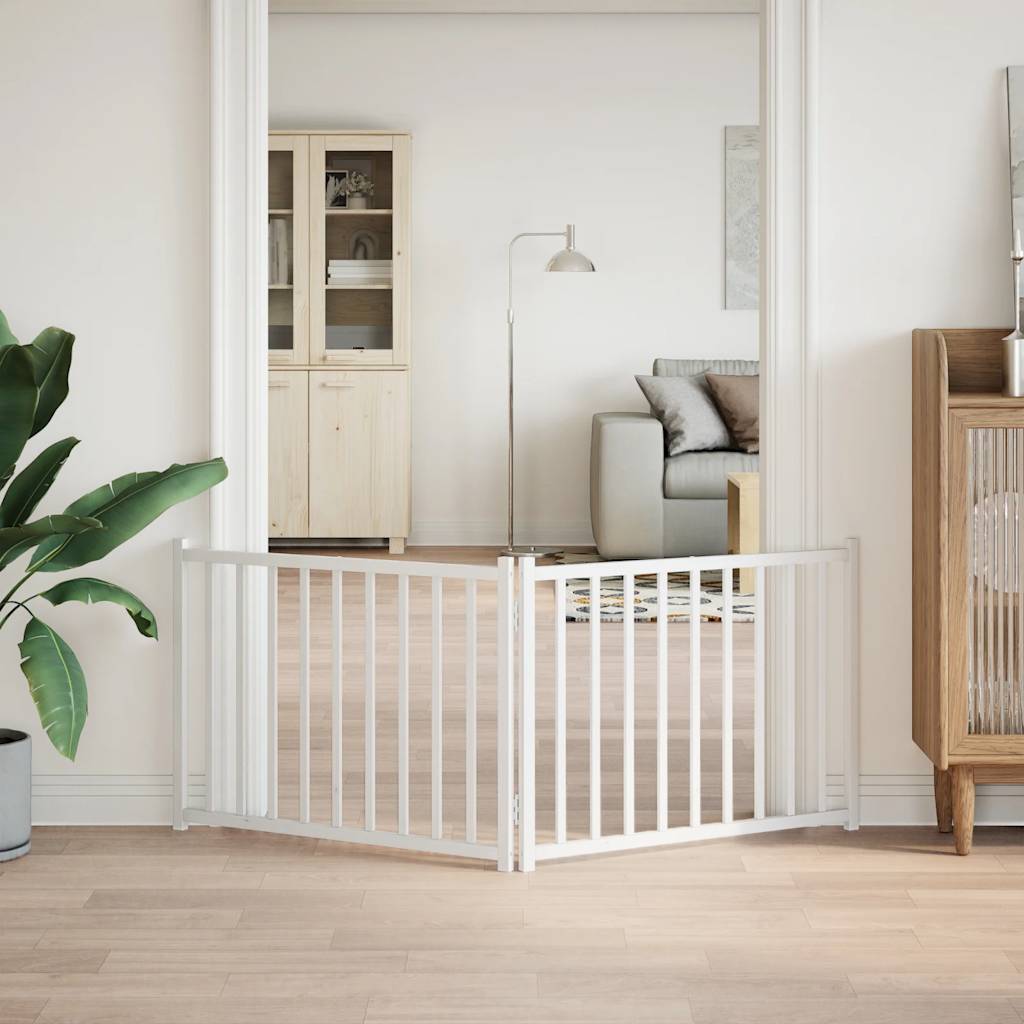 Hondenhek inklapbaar 2 panelen 160 cm massief vurenhout wit