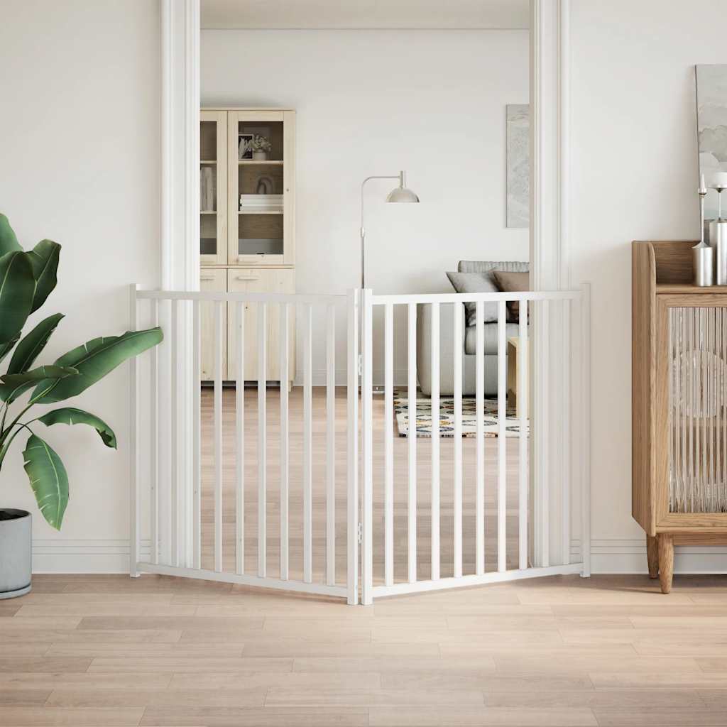 Hondenhek inklapbaar 2 panelen 160 cm massief vurenhout wit