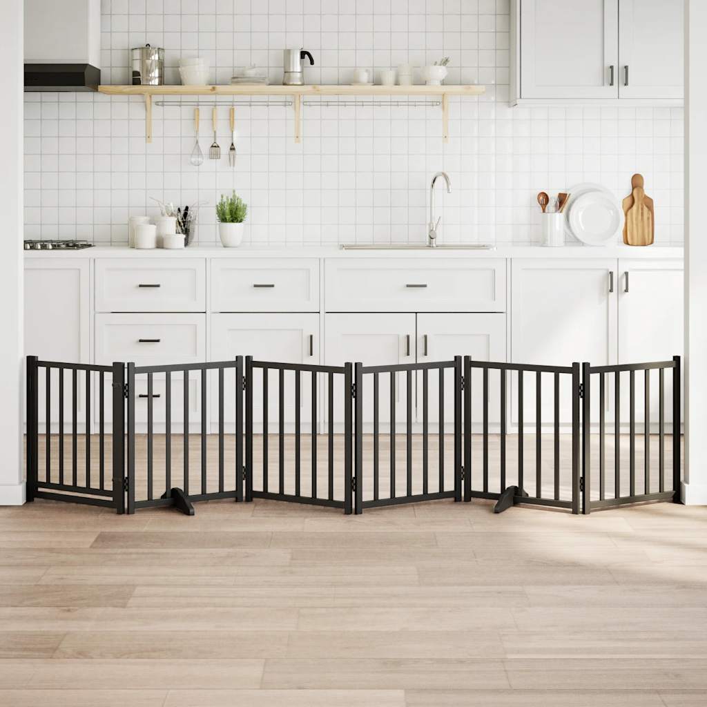 Hondenhek inklapbaar 6 panelen 300 cm massief vurenhout zwart