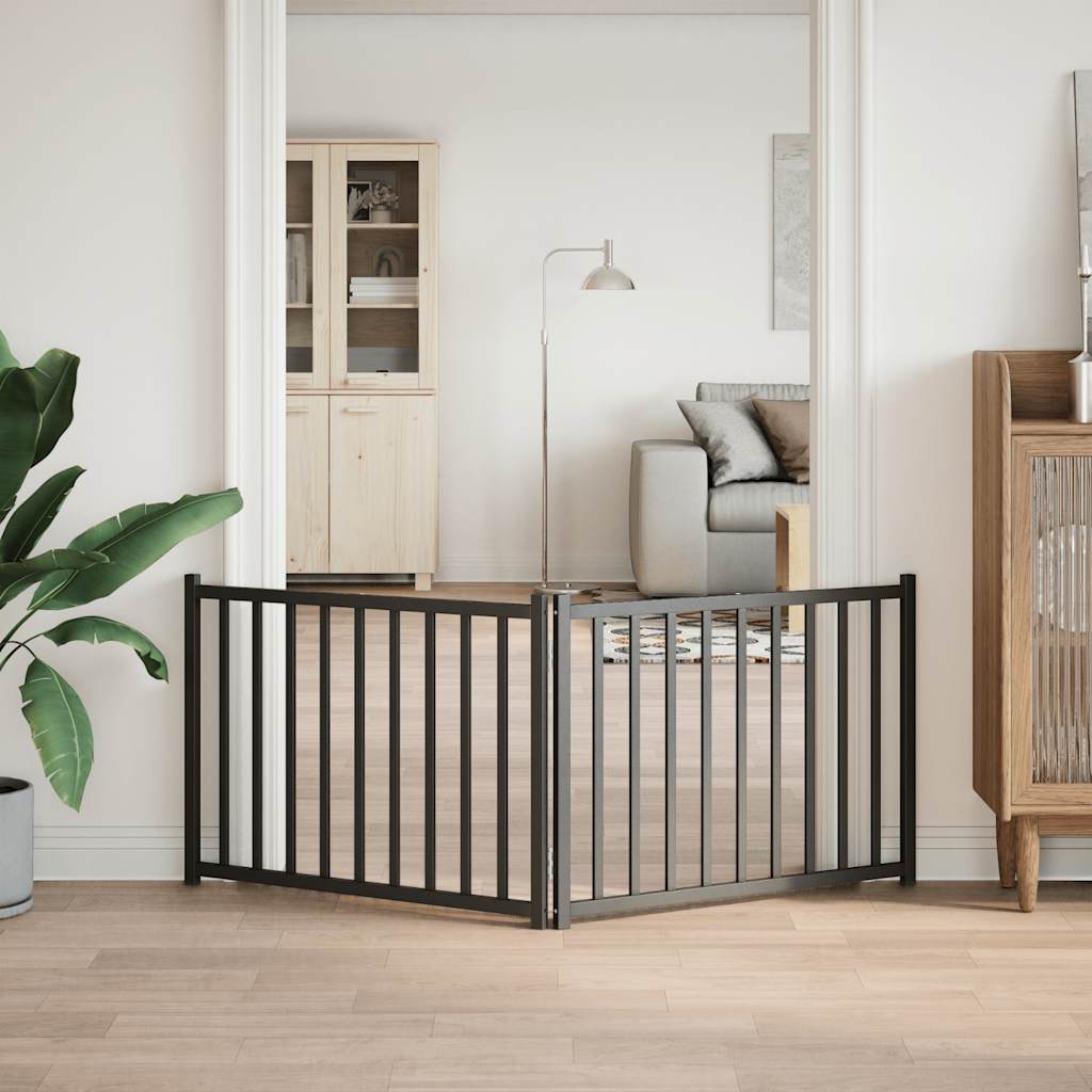 Hondenhek inklapbaar 2 panelen 160 cm massief vurenhout zwart