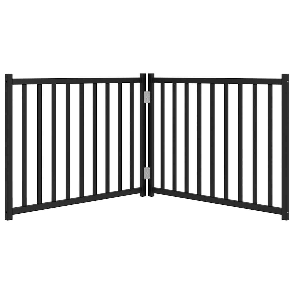 Hondenhek inklapbaar 2 panelen 160 cm massief vurenhout zwart