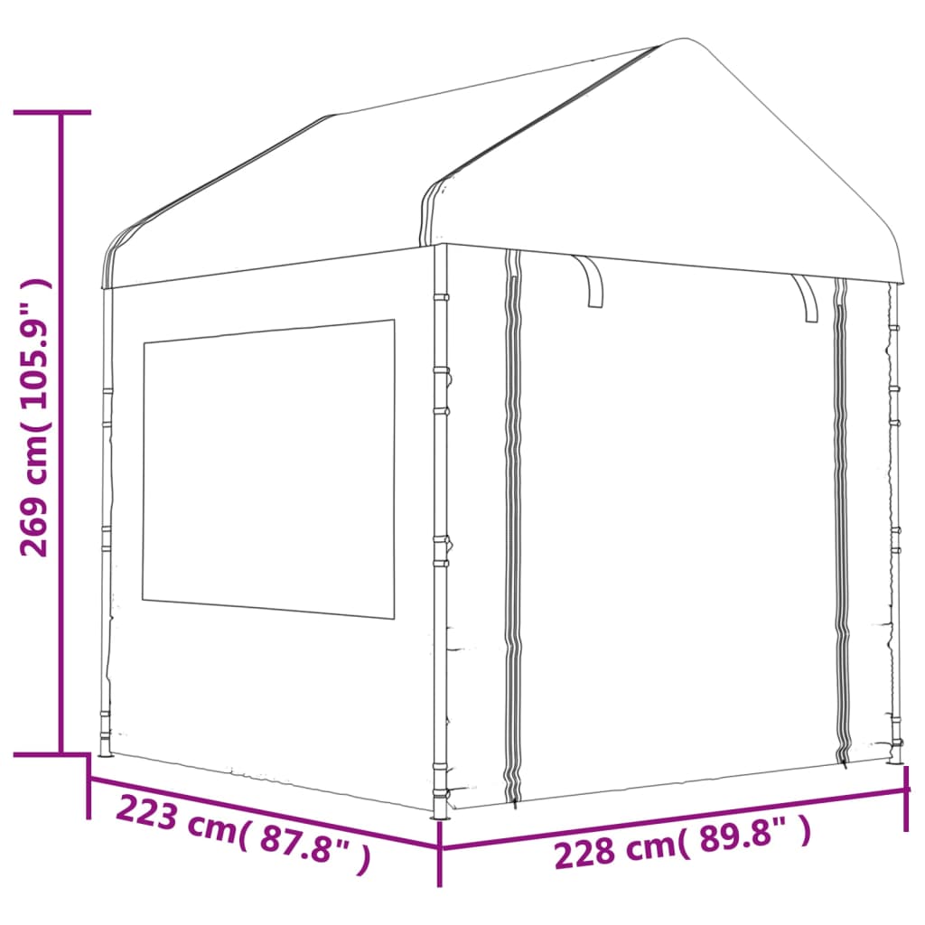 Prieel Met Dak 2,28X2,23X2,69 M Polyetheen Wit 2.28 x 2.23 x 2.69 m