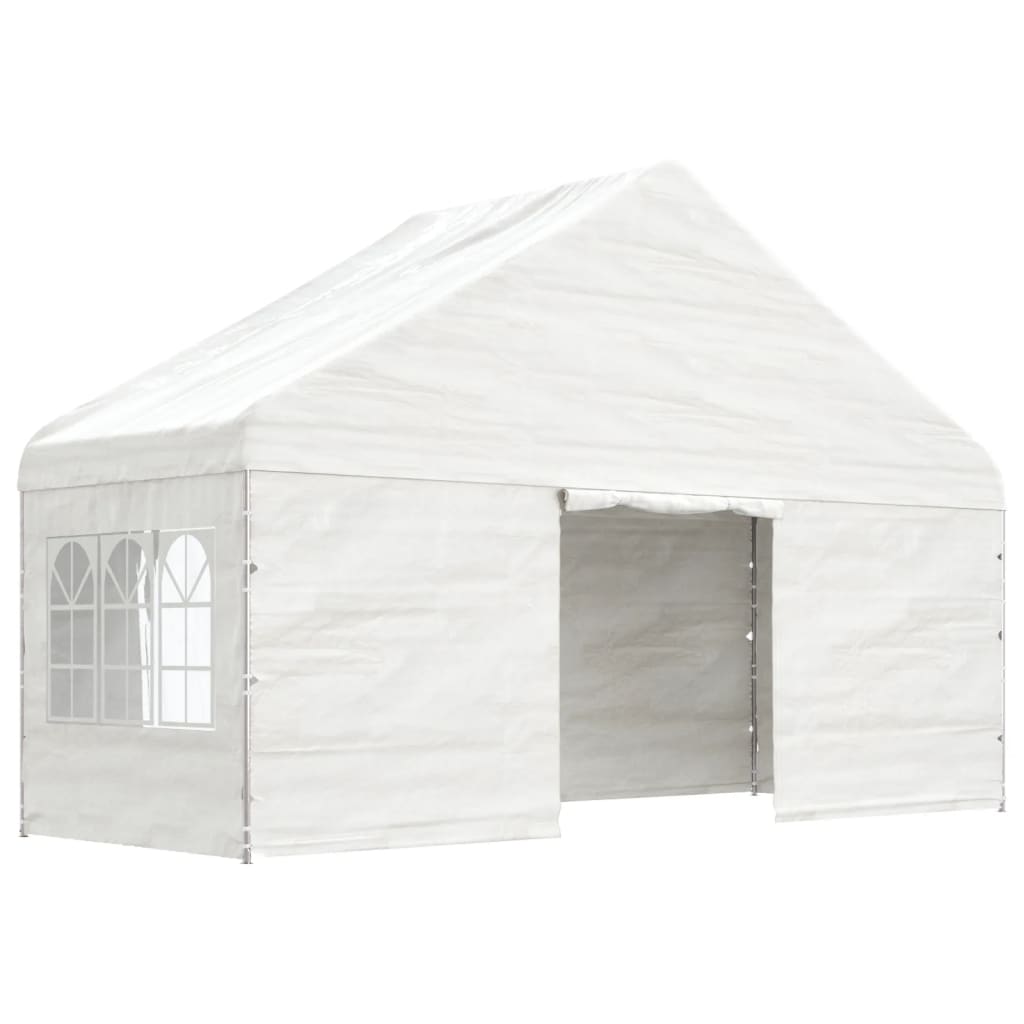 Prieel Met Dak 5,88X2,23X3,75 M Polyetheen Wit