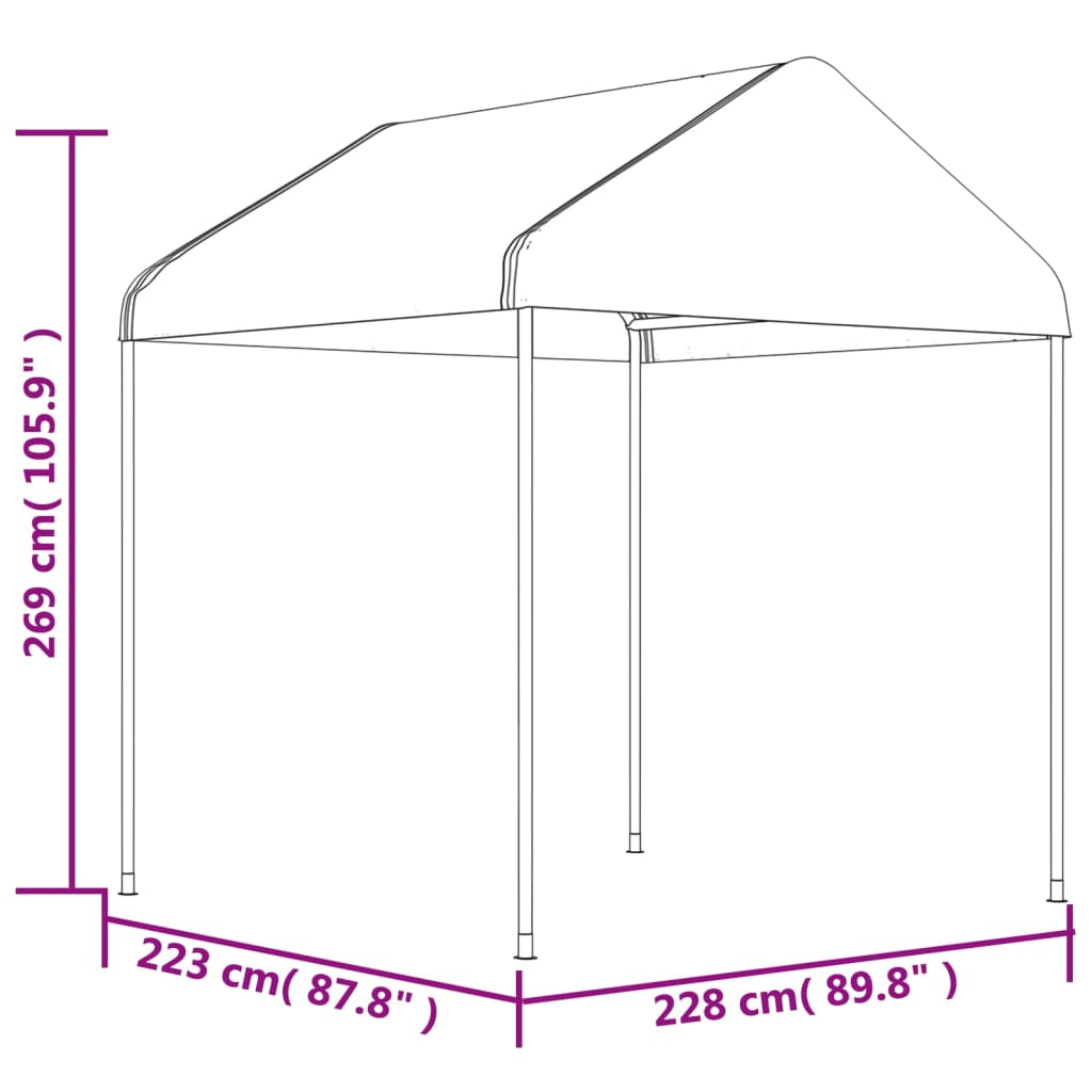 Prieel Met Dak 2,28X2,23X2,69 M Polyetheen Wit 2.28 x 2.23 x 2.69 m