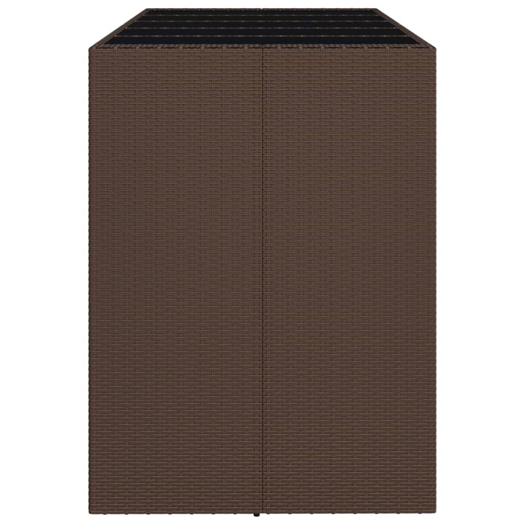 Bartafel Met Glazen Blad Poly Rattan 185 x 80 x 110 cm Bruin