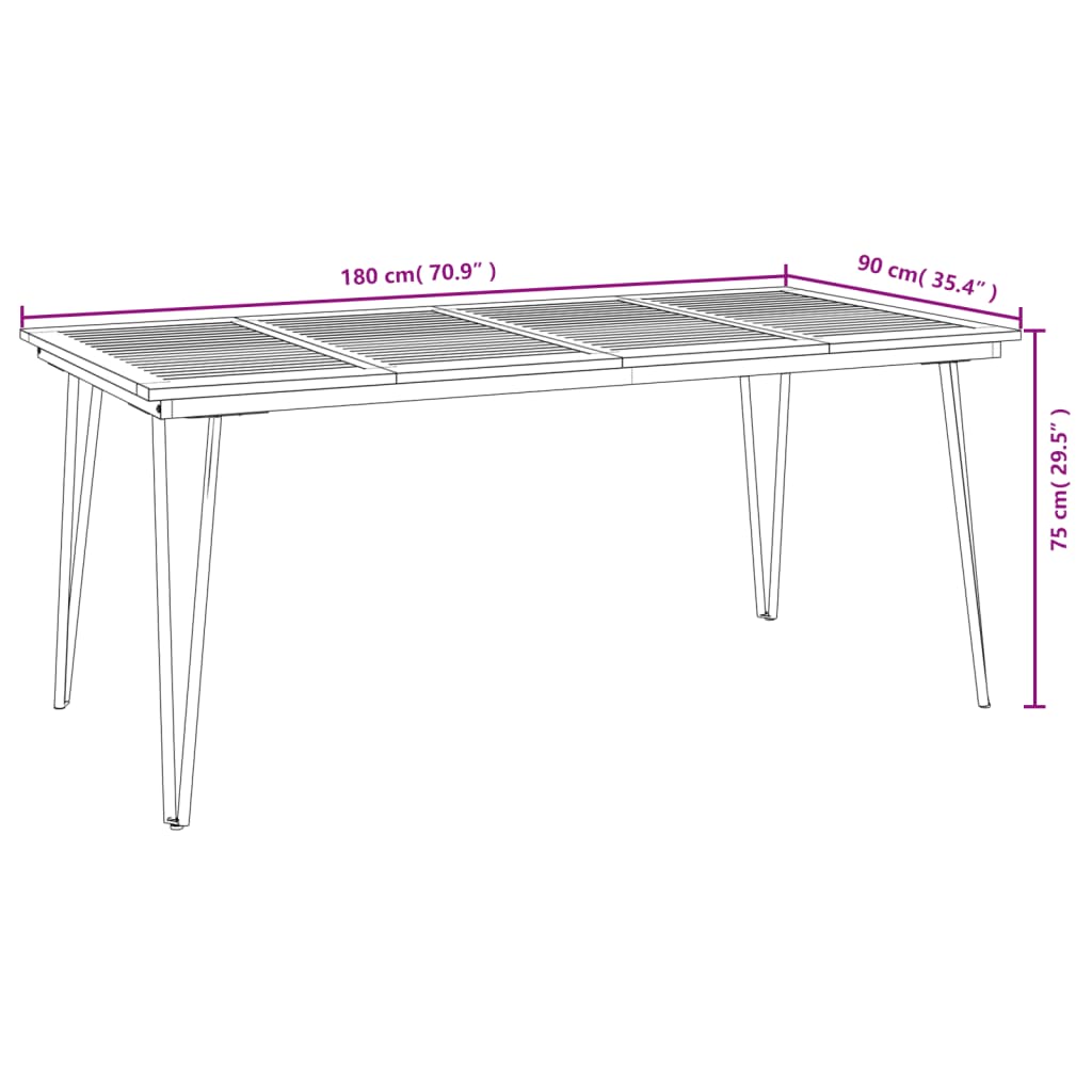 Tuintafel Met Haarspeldpoten 180X90X75 Cm Massief Acaciahout 180 x 90 x 75 cm