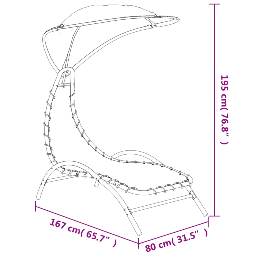 Ligbed Met Luifel 67X80X95 Cm Stof En Staal Zwart