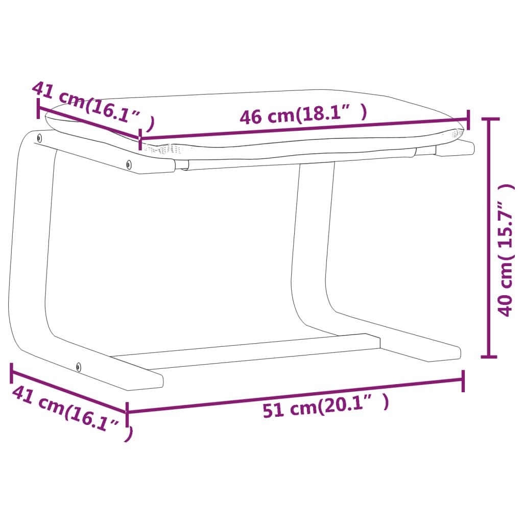 Voetenbank 5X4X40 Cm Stof Donkergrijs Donkerbruin