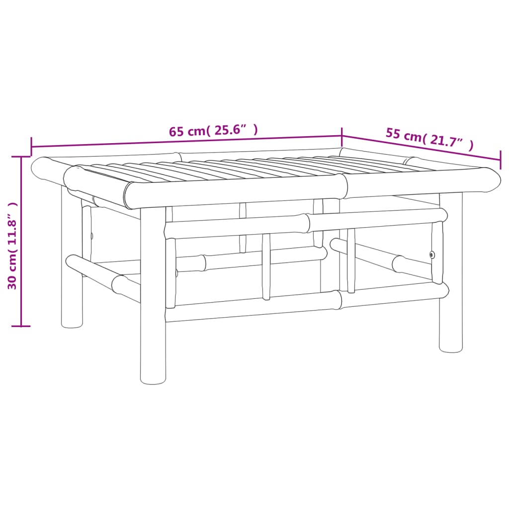 11-Delige Loungeset Met Kussens Bamboe Crèmewit 3x hoek + 5x midden + 2x voetensteun + Tafel