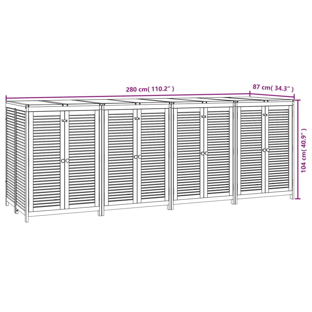 Tuinbox 280x87x104 cm massief acaciahout