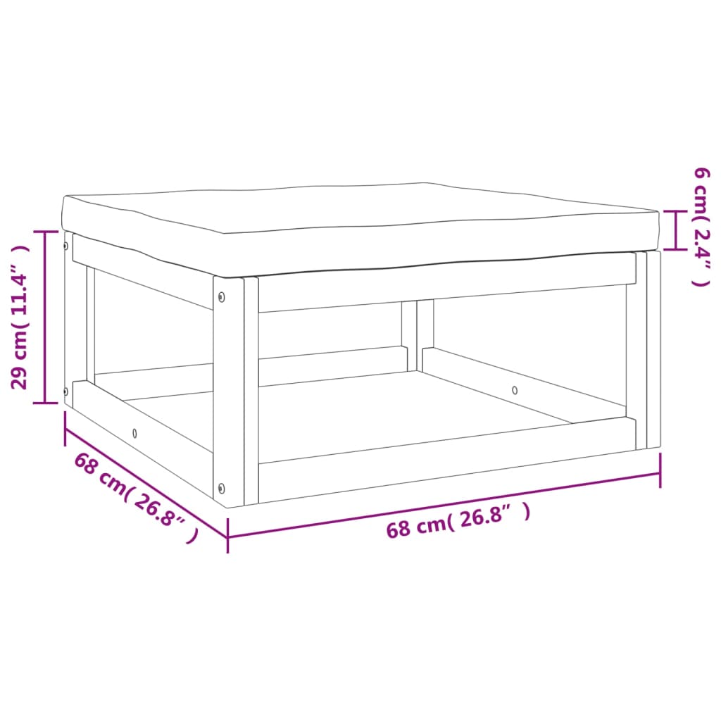 6-Delige Loungeset Met Taupe Kussens Massief Hout 1 hoek + 2x midden + 2x voetensteun + Tafel