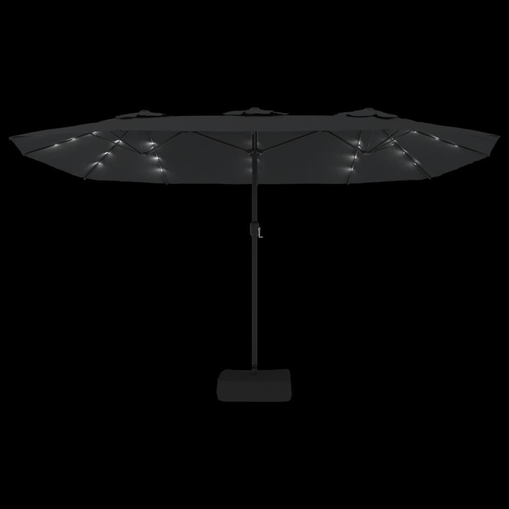 Parasol dubbel met LED 449x245 cm antracietkleurig