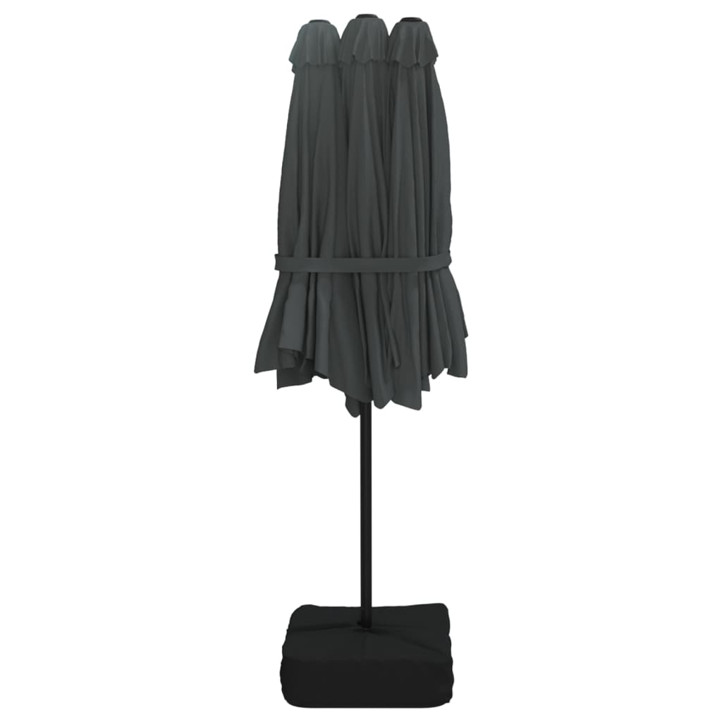 Parasol dubbel met LED 449x245 cm antracietkleurig