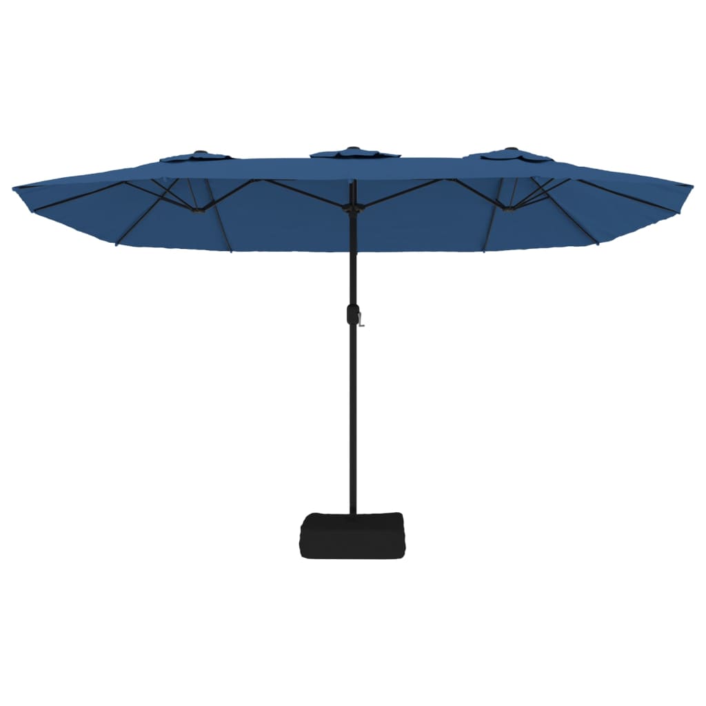 Parasol dubbel dak met LED 449x245 cm azuurblauw