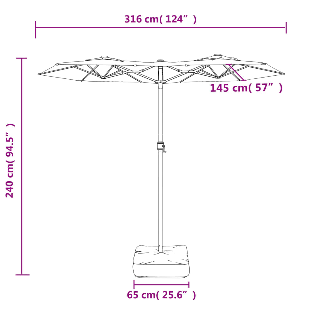 Parasol Dubbel 316X240 Cm Zandwit